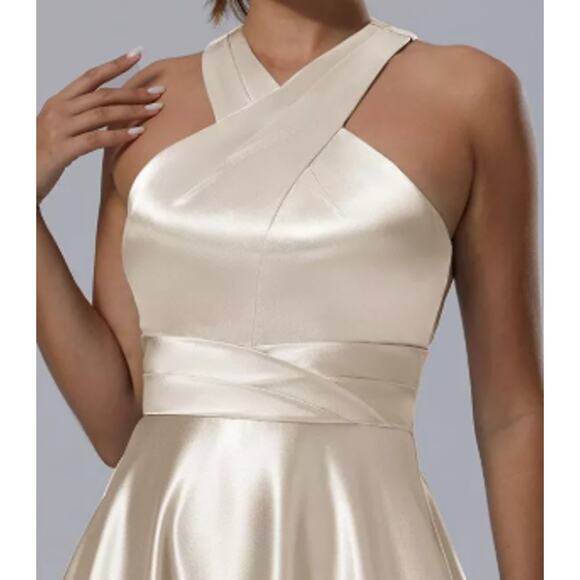 FORMAL AW 22 3X Plus Kimberly Champagne Bridesmaid Wedding Maxi Dress New b72 - Picture 2 of 5